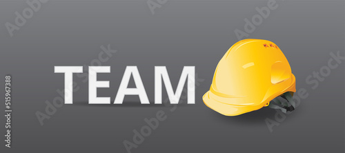 Team on background, construction concept, Yellow safety hard hat,  vector illustration.