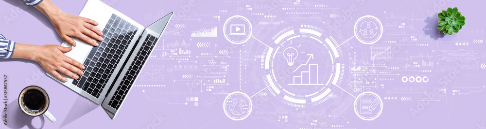 Content marketing concept with person using a laptop computer Content marketing concept with person using a laptop computer