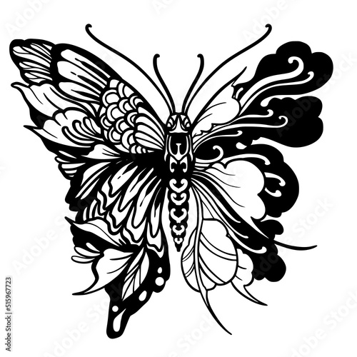Butterfly doodle, Butterfly zentangle © Aphirak