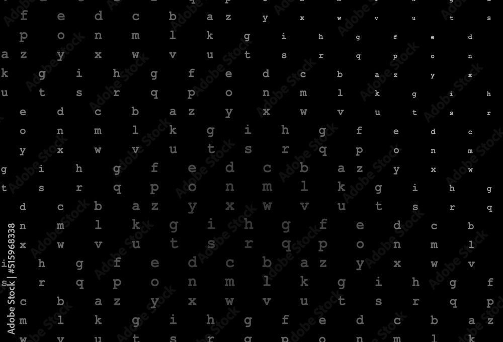 Dark silver, gray vector background with signs of alphabet. Dark silver, gray vector background with signs of alphabet.