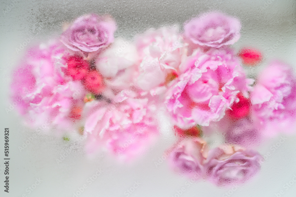 Abstract flower bouquet background under water drops Abstract flower bouquet background under water drops