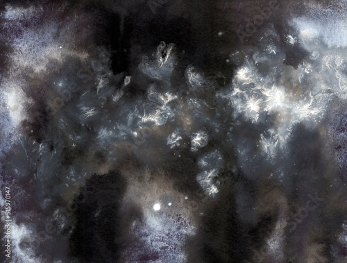 Abstract background from stains and streaks of paint. Storm  universe  space. Digital art with mixed media texture - watercolour  gouache. Backdrop for packaging  scrapbooking  textiles  decoupage pap