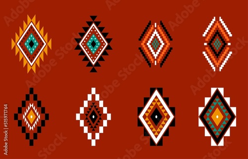 Geometric ethnic oriental seamless pattern traditional Design for background,carpet,wallpaper.clothing,wrapping,Batik fabric,Vector illustration.embroidery style - Sadu, sadou, sadow or sado