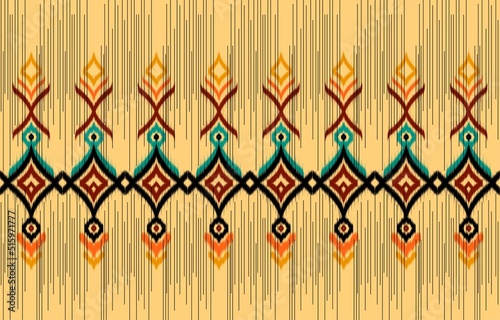 Geometric ethnic oriental ikat pattern traditional Design for background,carpet,wallpaper,clothing,wrapping,Batik,fabric,Vector illustration.embroidery style.