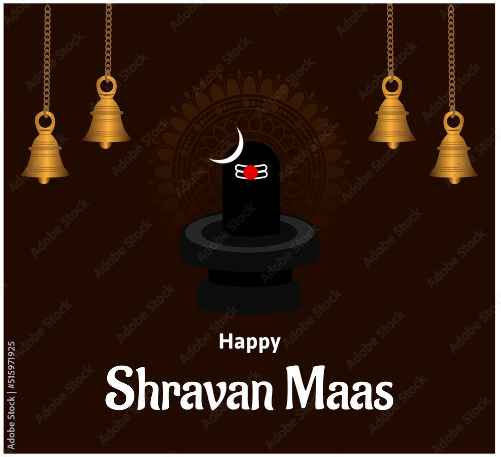 Happy Shravan Maas Indian Hindu Festival Vector Illustration Stock ...