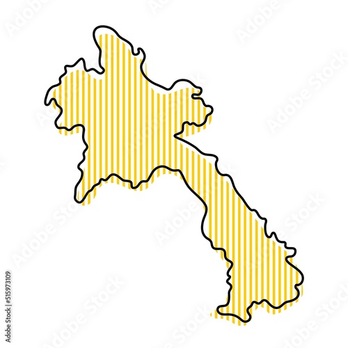 Stylized simple outline map of Laos icon.