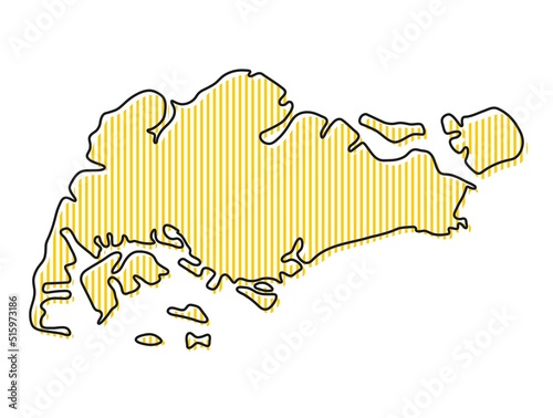 Stylized simple outline map of Singapore icon.