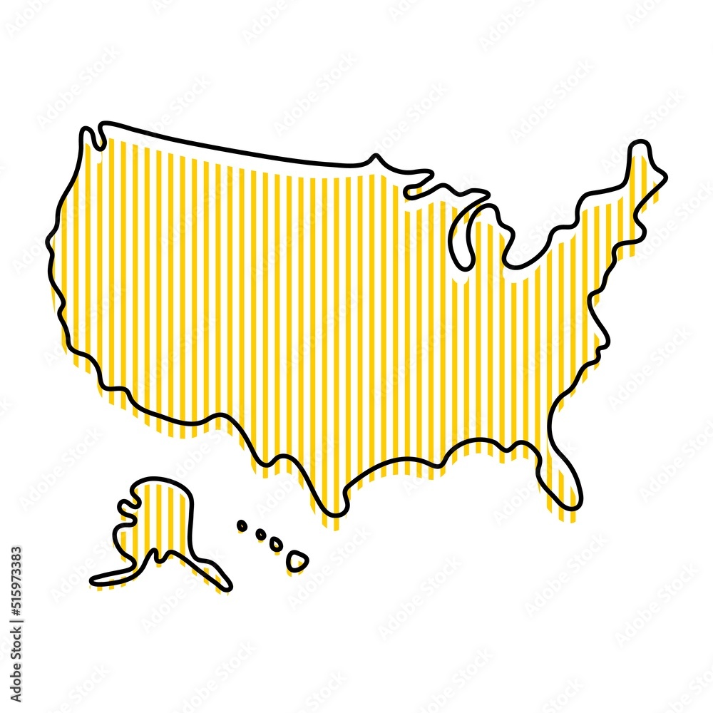 Stylized simple outline map of USA icon. Stylized simple outline map of USA icon.