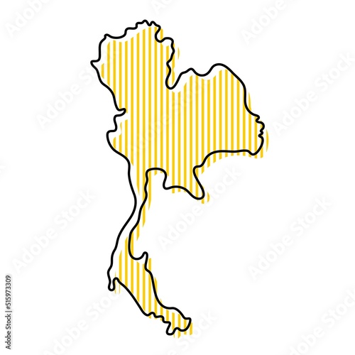 Stylized simple outline map of Thailand icon