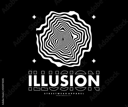 Illusion retro poster and graphic design for t shirt street wear