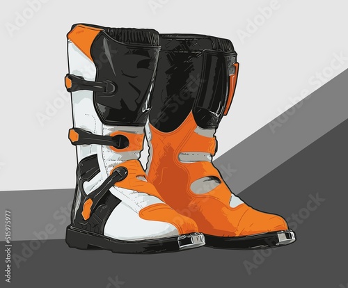 black orange motocross shoes