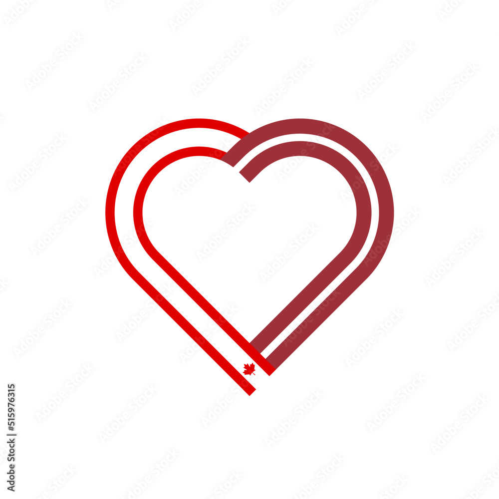 unity concept. heart ribbon icon of canada and latvia flags. vector illustration isolated on white background