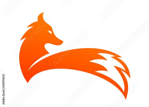 A symbol of a stylized red fox.