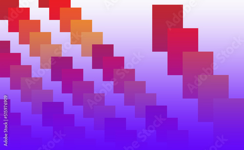 An abstract image. Diagonal red gradient boxes with purple background gradient.