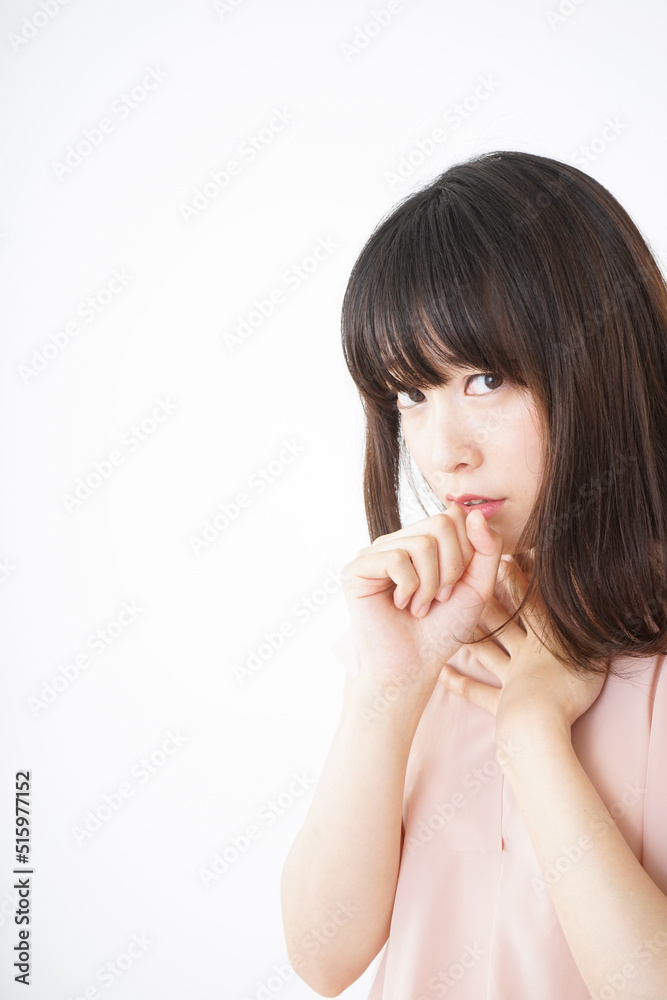 Young woman getting a cough because of cold Young woman getting a cough because of cold