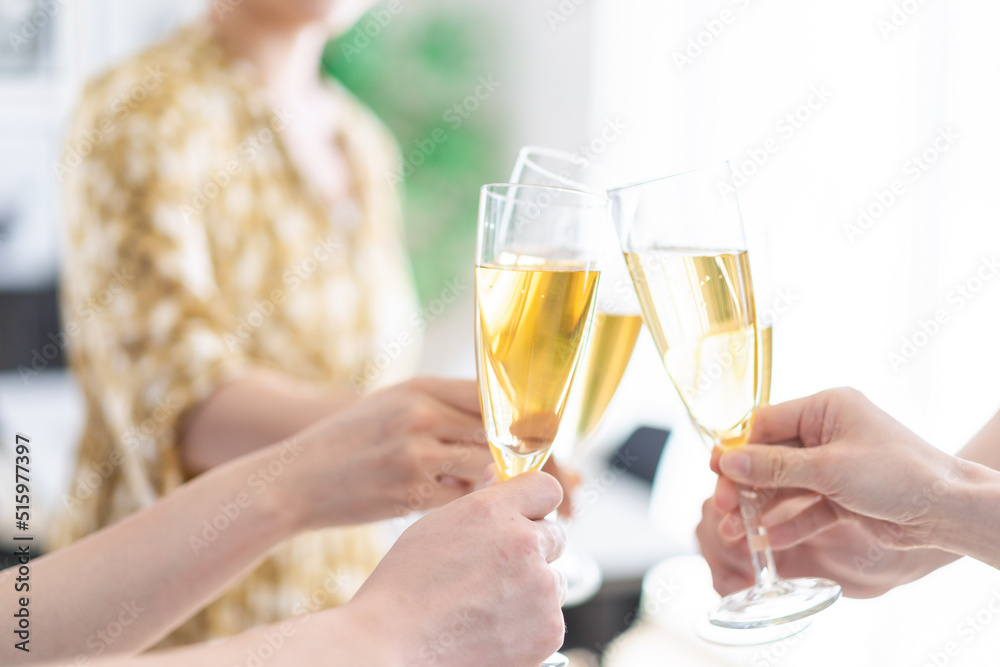 乾杯をする若い男女 乾杯をする若い男女