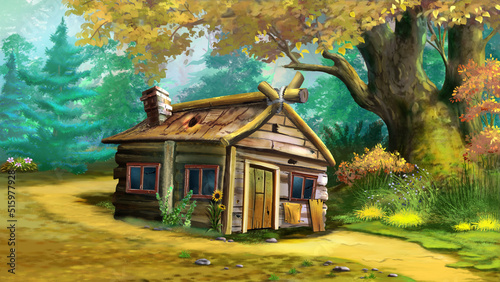 Old wooden house illustration