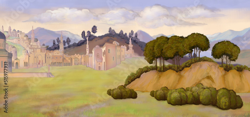 Italian landscape in the style of Vittore Carpaccio © multipedia