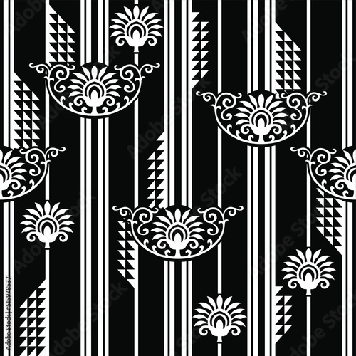 Seamless black and white tribal pattern design
