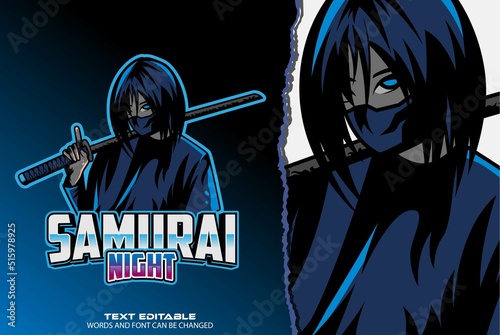 samurai girl esport logo - premium vector