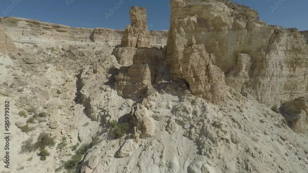 Kazakhstan, Mangistau. Ustyurt Plateau. Rocky slope. Kazakhstan, Mangistau. Ustyurt Plateau. Rocky slope.