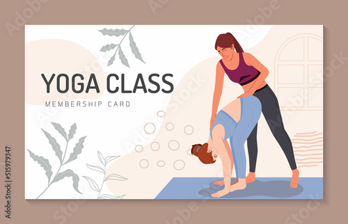 Young woman enjoying yoga class , Healthy lifestyle, active recreation, Yoga day, Woman doing yoga exercises. character Vector illustration. © bhumpayak