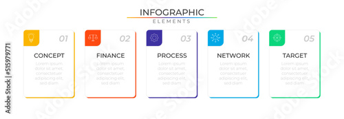 Timeline data business infographic elements network concept design vector with icons. Project plan template for presentation and report.