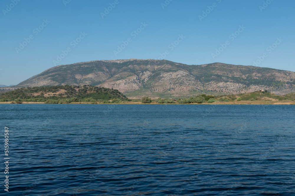 Ksamil, Albania, The land  and seascape of Lake Butrint.