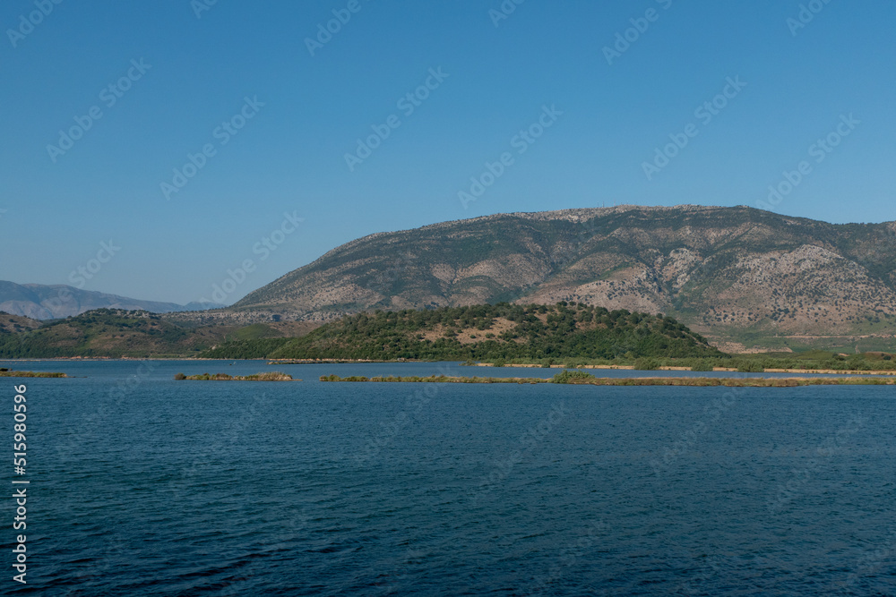 Ksamil, Albania, The land  and seascape of Lake Butrint.