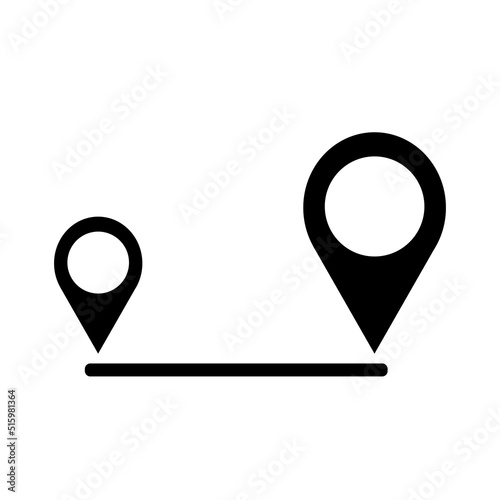 Geolocation black icon. GPS location on the map. Path and movement, navigation path icon, marker on the map