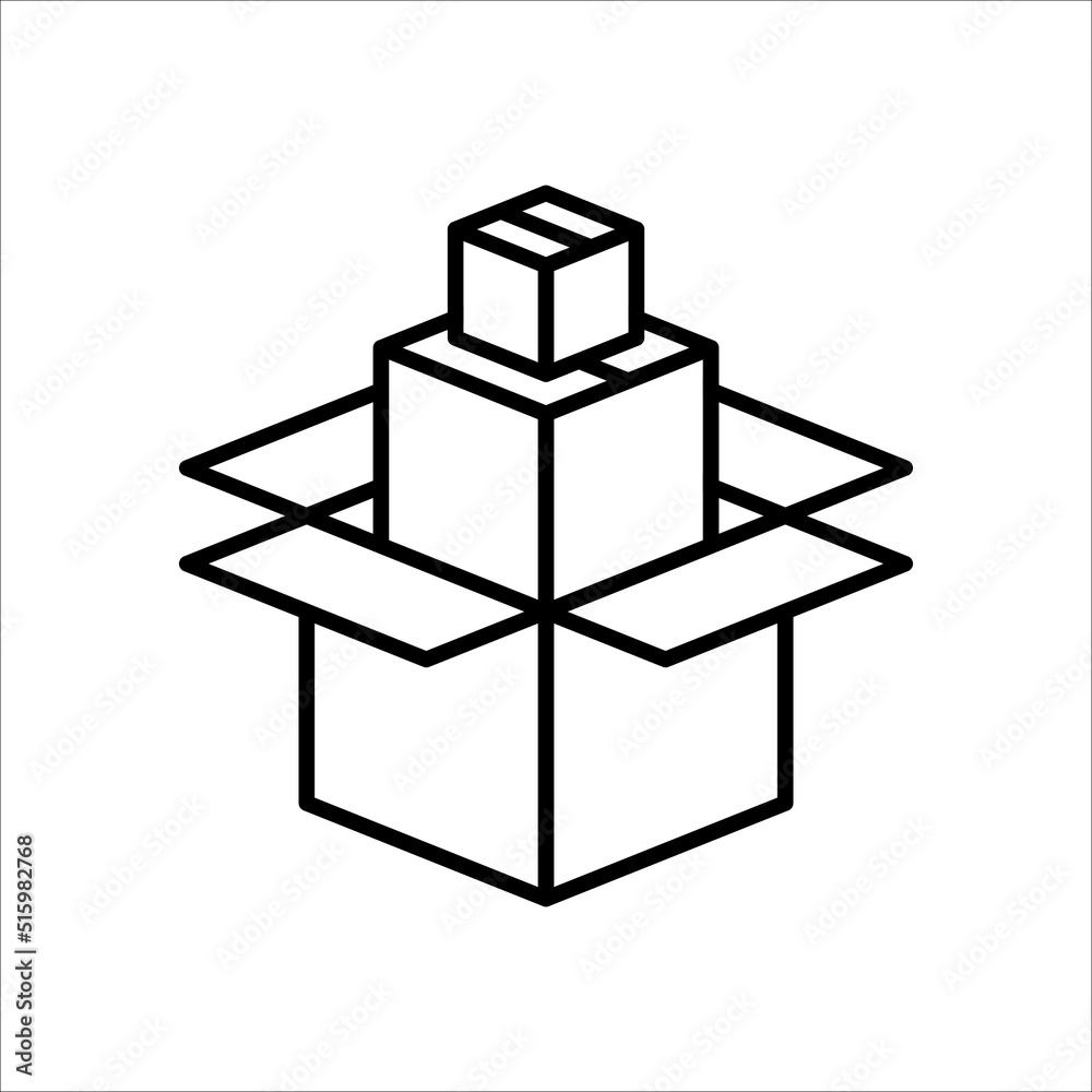 Carton box thin line icon, Vector and Illustration. Carton box thin line icon, Vector and Illustration.