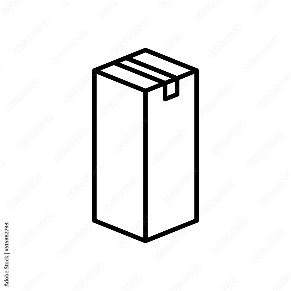 Tall shape carton box thin line icon, Vector and Illustration. Tall shape carton box thin line icon, Vector and Illustration.