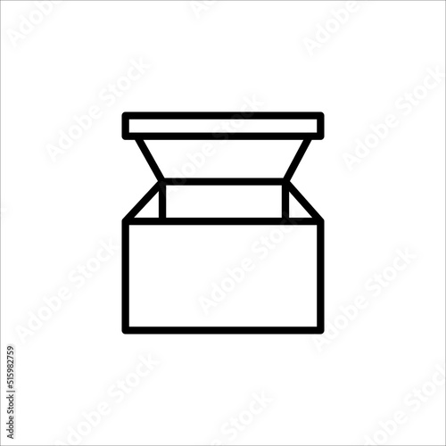 Carton box with cover thin line icon, Vector and Illustration.