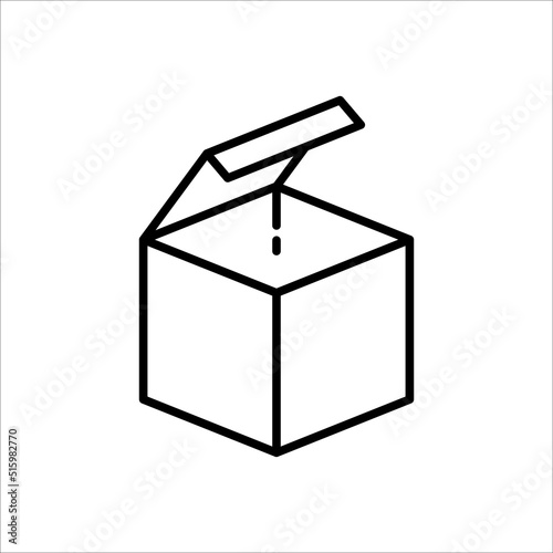 Carton box with cover thin line icon, Vector and Illustration.