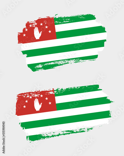 Set of two creative brush painted flags of Abkhazia country with solid background