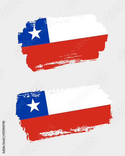 Set of two creative brush painted flags of Chile country with solid background Free Download Set of two creative brush painted flags of Chile country with solid background - GFXLoad