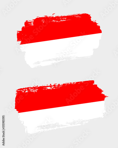 Free Download Set of two creative brush painted flags of Indonesia country with solid background - GFXLoad