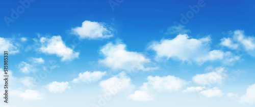 Sunny day background, blue sky with white cumulus clouds, natural summer or spring background