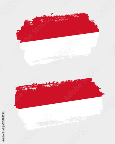 Free Download Set of two creative brush painted flags of Monaco country with solid background - GFXLoad