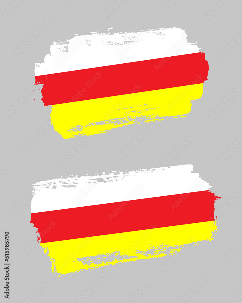 Obraz premium Set of two creative brush painted flags of North Ossetia country with solid background