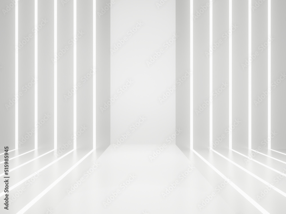 White Sci-Fi product display mockup. Scientific podium with white neon lights. White Sci-Fi product display mockup. Scientific podium with white neon lights.
