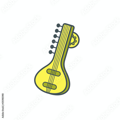 illustration of veena music intrument, india instrument, vector art.