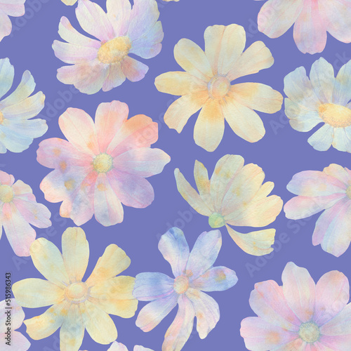 Seamless botanical pattern. Abstract floral ornament for design. Bright flowers collected in a seamless pattern.