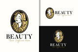 Beauty women feminine gold logo design template