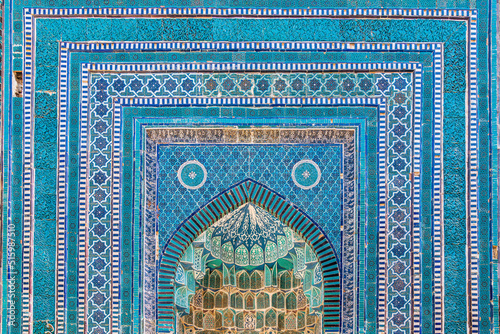 Memorial complex Shakhi-Zinda, amazing asian architecture, Samarkand, Uzbekistan photo