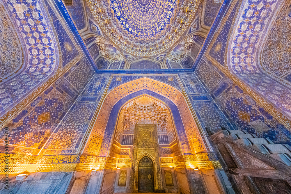 Tillya-Kari Golden Madrasah, amazing asian architecture, Samarkand, Uzbekistan