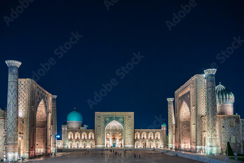 Night Registan Square, Samarkand, Uzbekistan photo