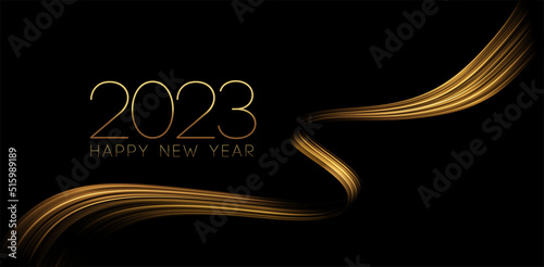 2023 New Year Abstract shiny color gold wave design element