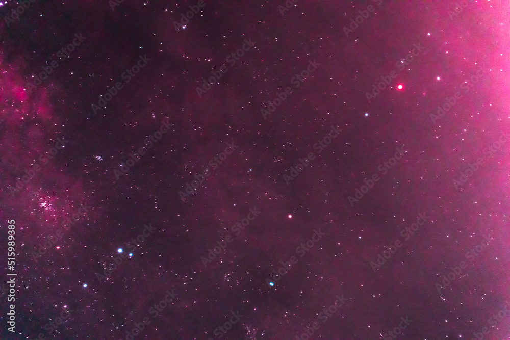 Star systems and luminous nebulae. Panorama, HDR galaxy neighborhood map.