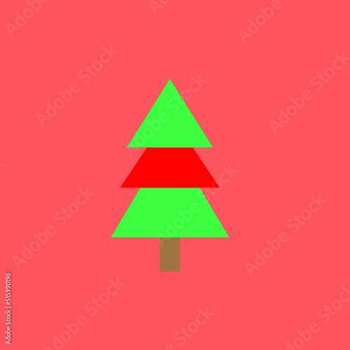 abstract Christmas tree on red background